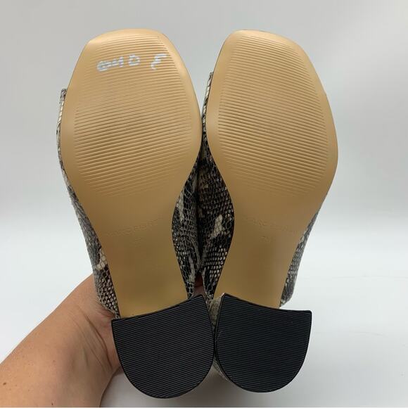 NWOT Marc Fisher Resa Snakeskin Print Block Heel Sandal In Black/Cream Size 7 - Picture 15 of 16